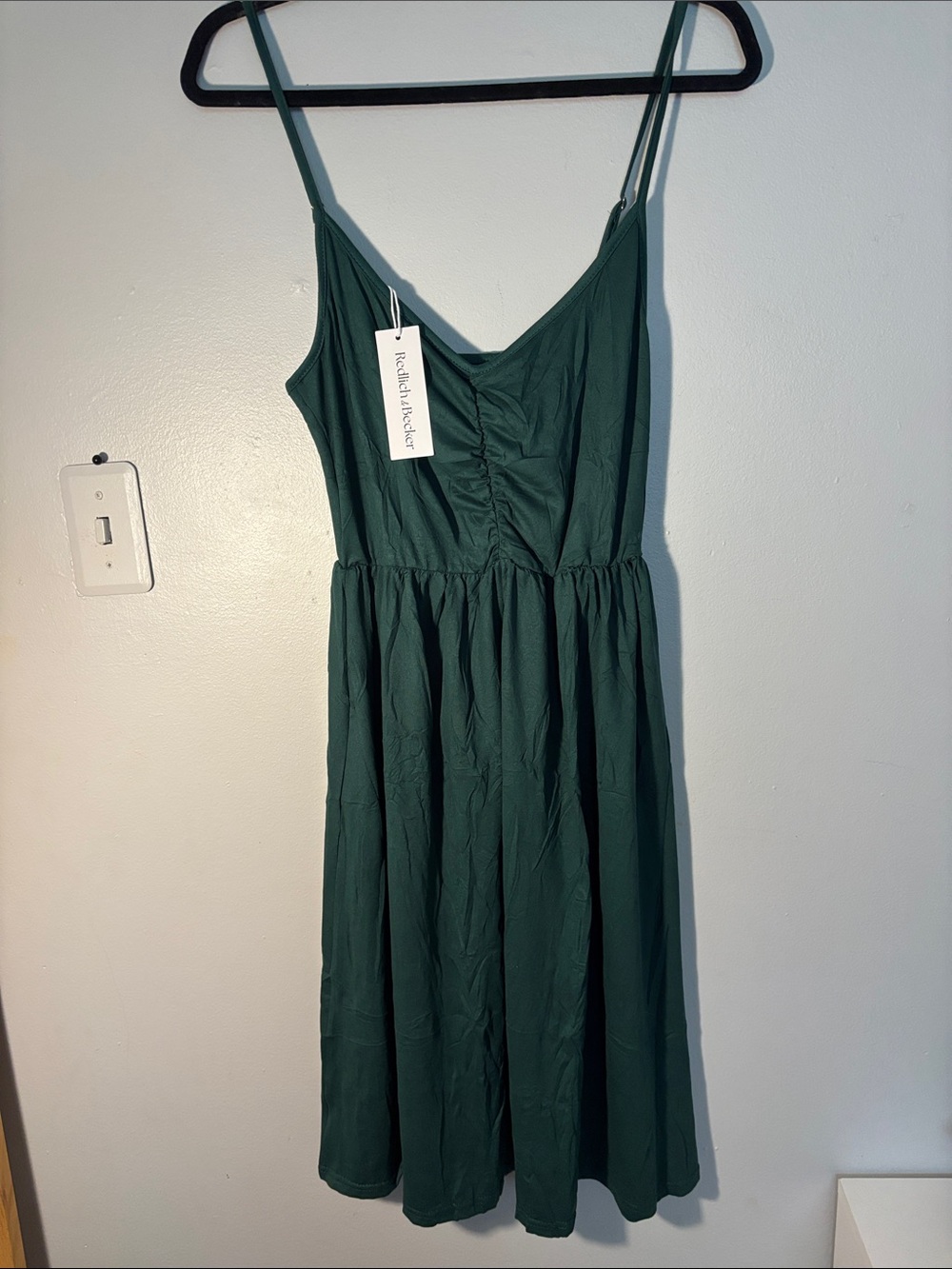 NWT Deep Green Spaghetti Strap Midi Dress